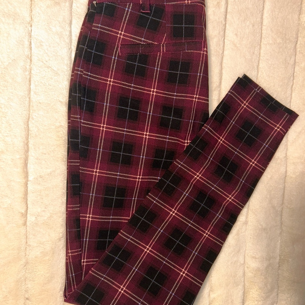 Maurices Red and Black Plaid Women's Trousers with Tags
